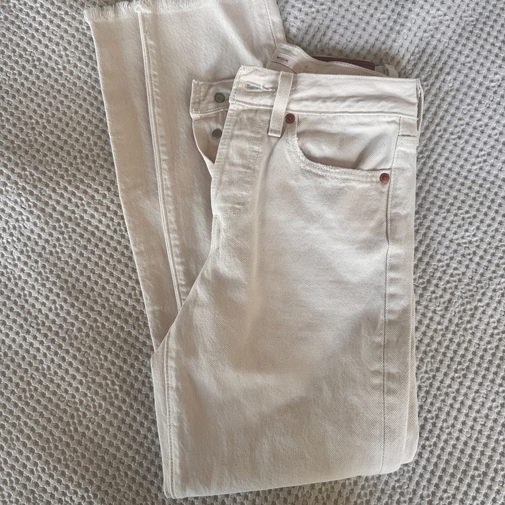 Levi's Cream Straight Leg Jeans Premium Denim